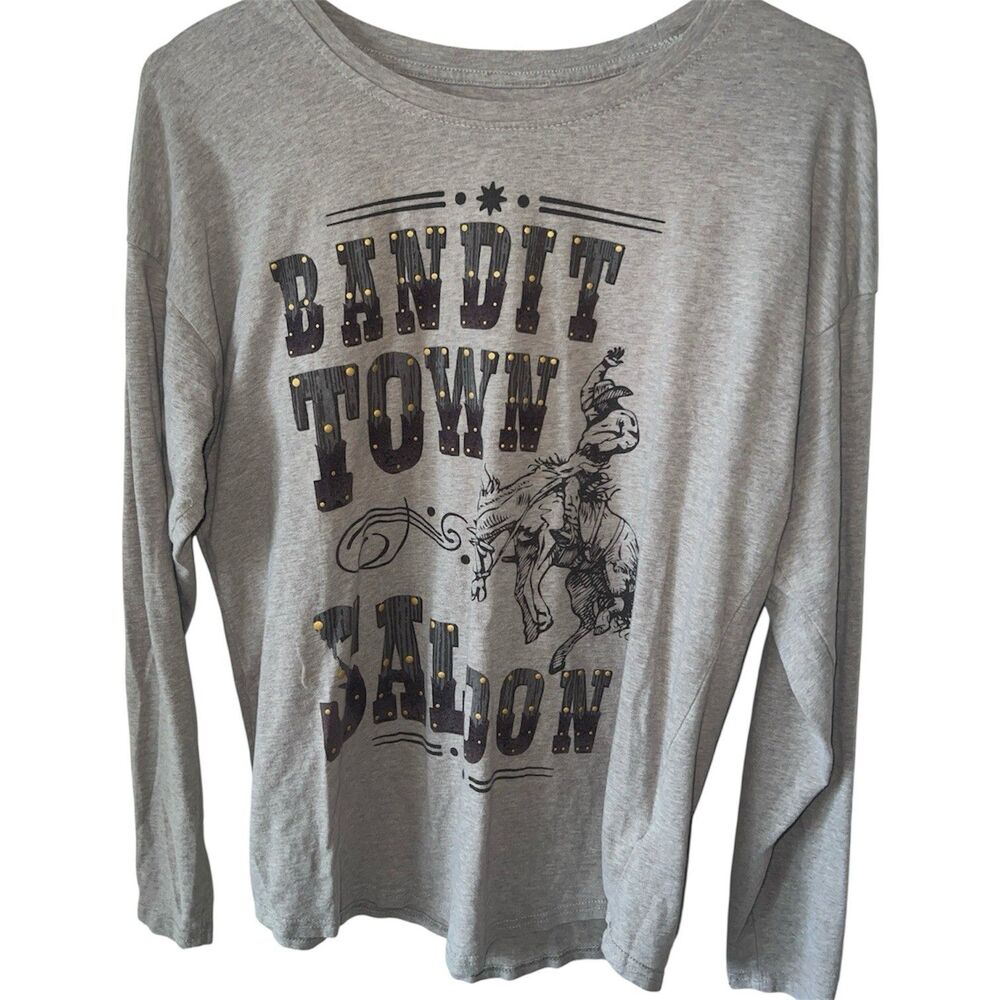 Ariat Bandit Town Saloon Shirt Women M Brown Preowned Cowboy Studded Relaxed Fit - Picture 2 of 10